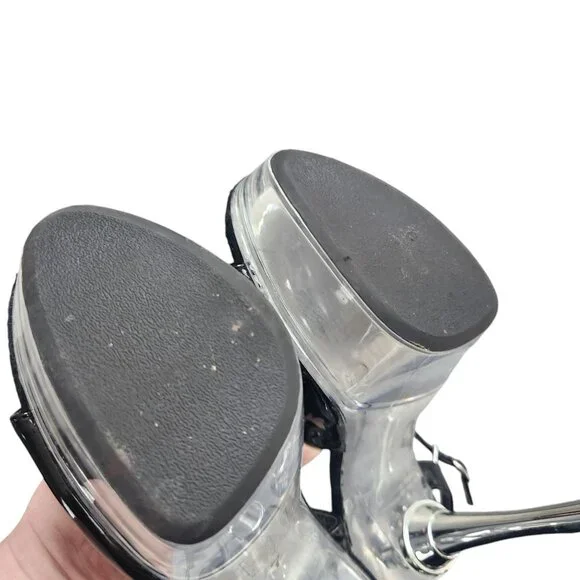 Lapdance Black Patent Clear Platform Sandal Heels Stiletto Women’s Size 7 - Picture 6 of 8